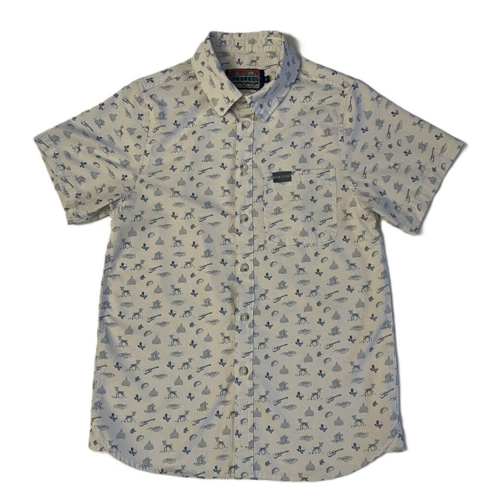 Burlebo Shirt Mens Small Off White Lone Star State Texas Performance Button Up